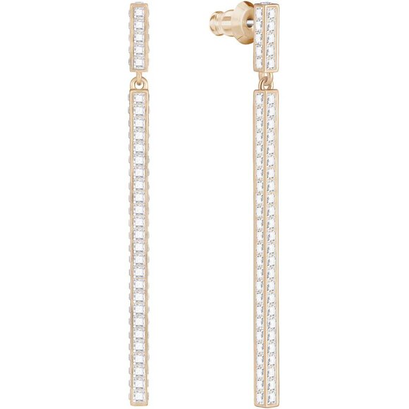 Swarovski Game Pave Crystal & Rose Gold Long Earrings New 5007755 MSRP $145 - Picture 7 of 10
